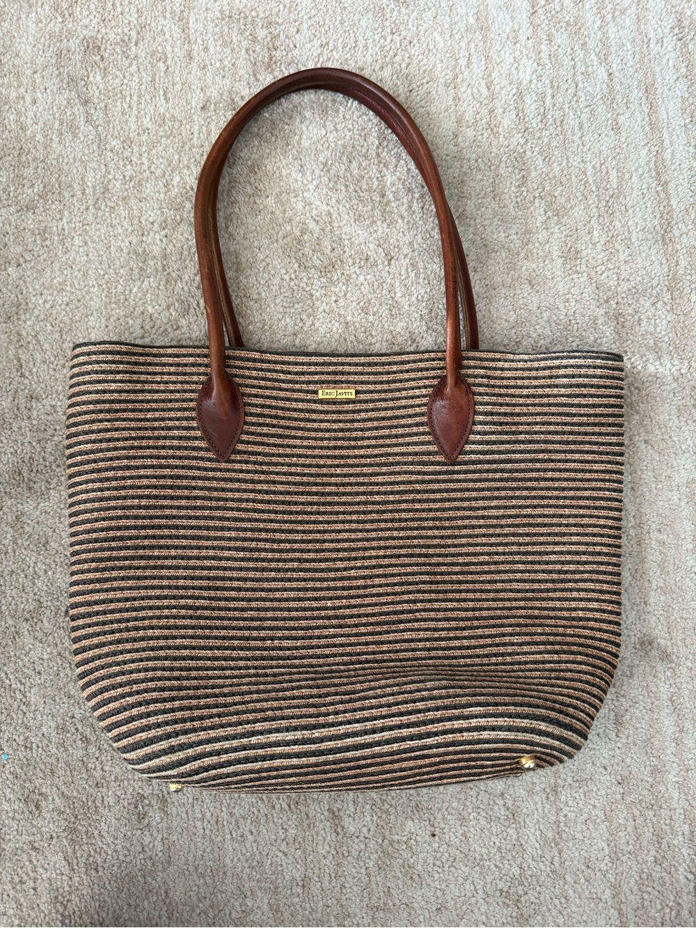 Eric Javits striped Squishee straw tote bag